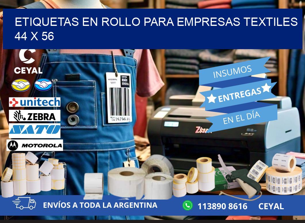 ETIQUETAS EN ROLLO PARA EMPRESAS TEXTILES  44 x 56