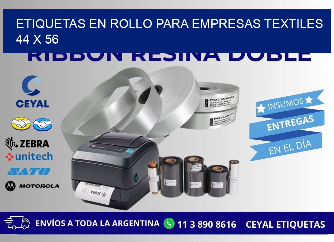 ETIQUETAS EN ROLLO PARA EMPRESAS TEXTILES  44 x 56