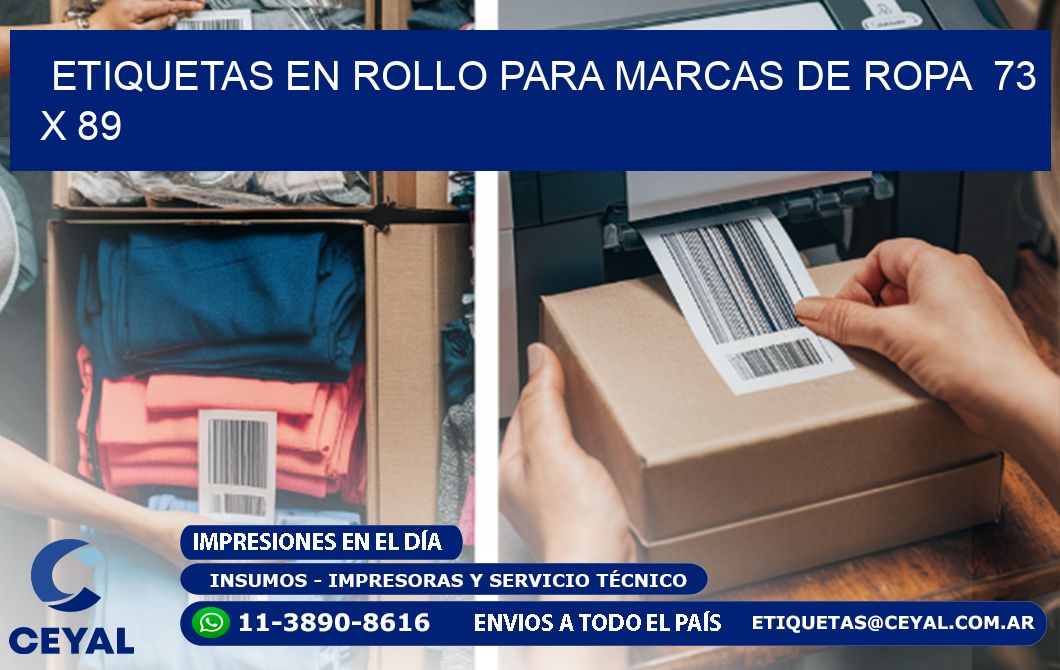 ETIQUETAS EN ROLLO PARA MARCAS DE ROPA 73 x 89