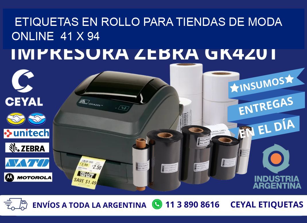 ETIQUETAS EN ROLLO PARA TIENDAS DE MODA ONLINE  41 x 94