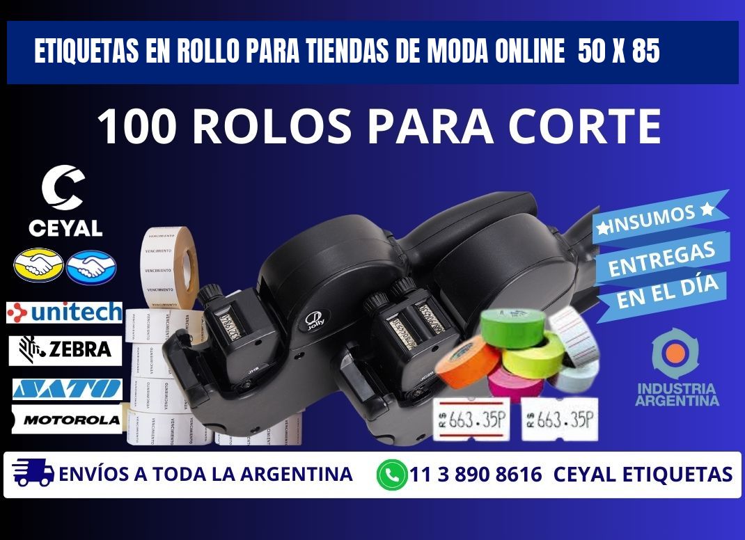 ETIQUETAS EN ROLLO PARA TIENDAS DE MODA ONLINE  50 x 85
