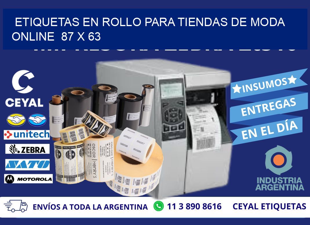 ETIQUETAS EN ROLLO PARA TIENDAS DE MODA ONLINE  87 x 63