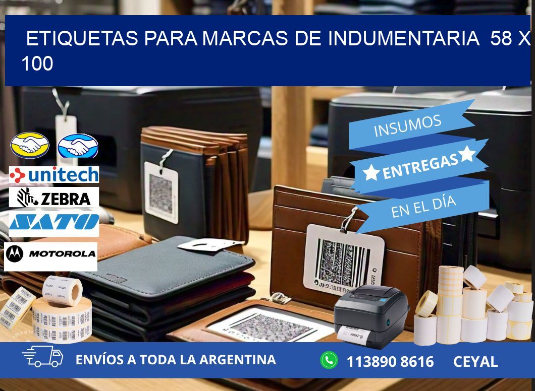 ETIQUETAS PARA MARCAS DE INDUMENTARIA  58 x 100