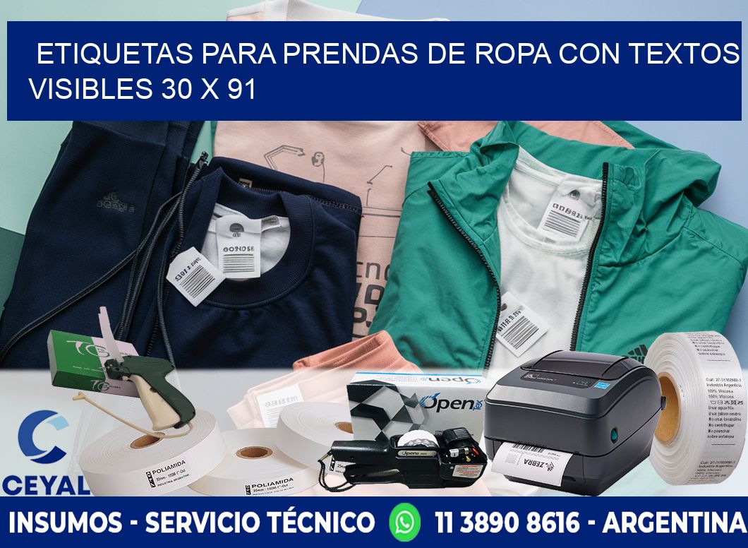 ETIQUETAS PARA PRENDAS DE ROPA CON TEXTOS VISIBLES 30 x 91