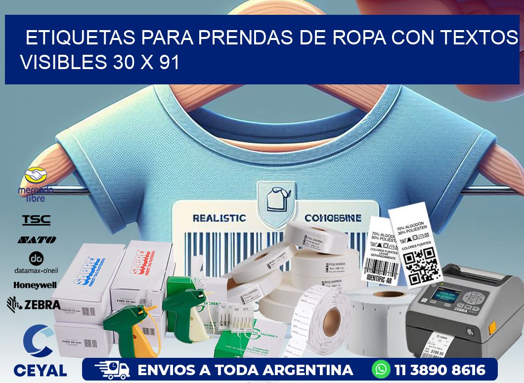 ETIQUETAS PARA PRENDAS DE ROPA CON TEXTOS VISIBLES 30 x 91