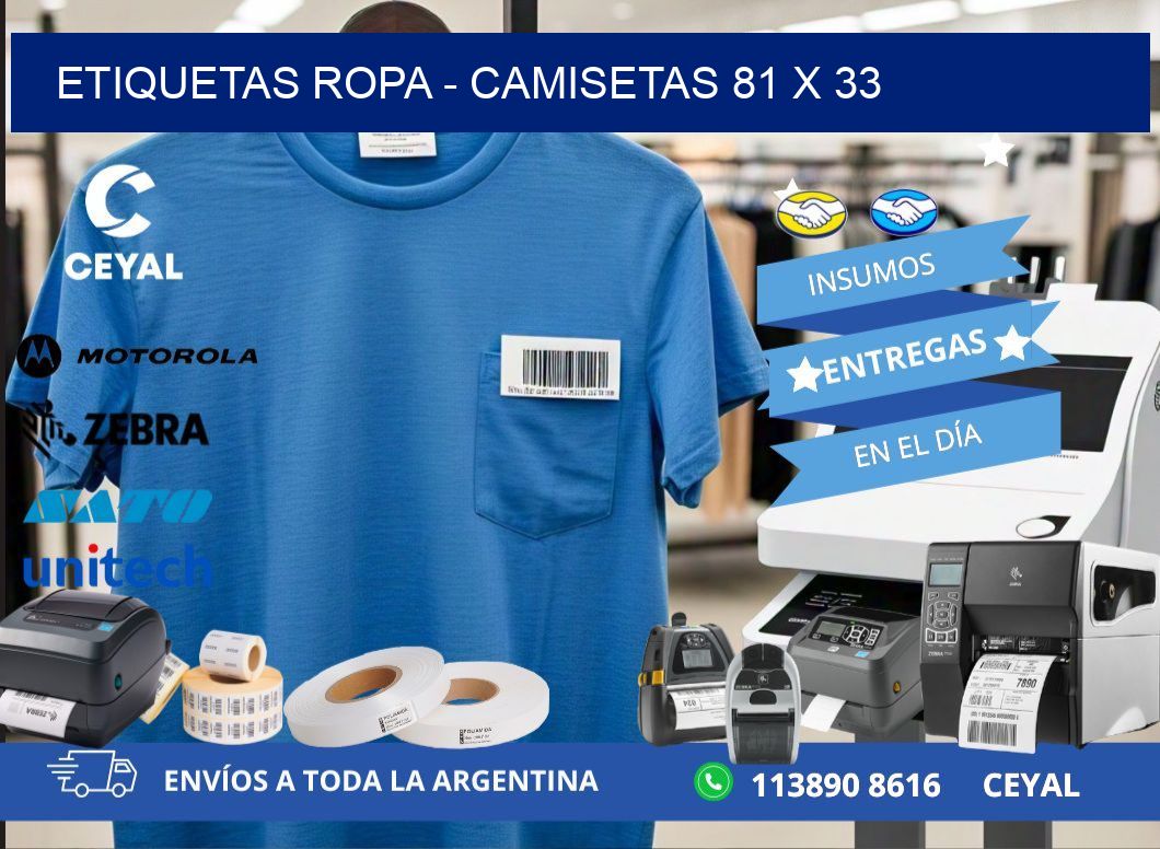 ETIQUETAS ROPA - CAMISETAS 81 x 33