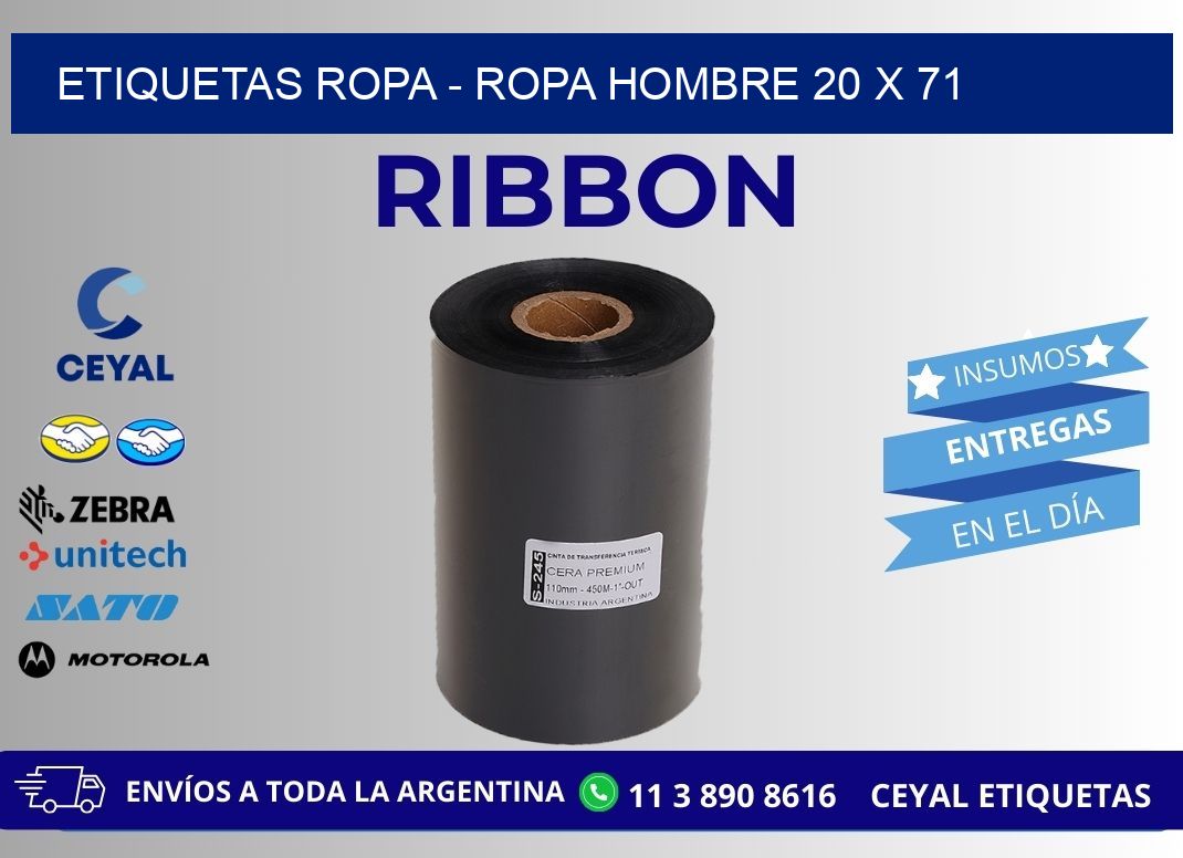 ETIQUETAS ROPA - ROPA HOMBRE 20 x 71