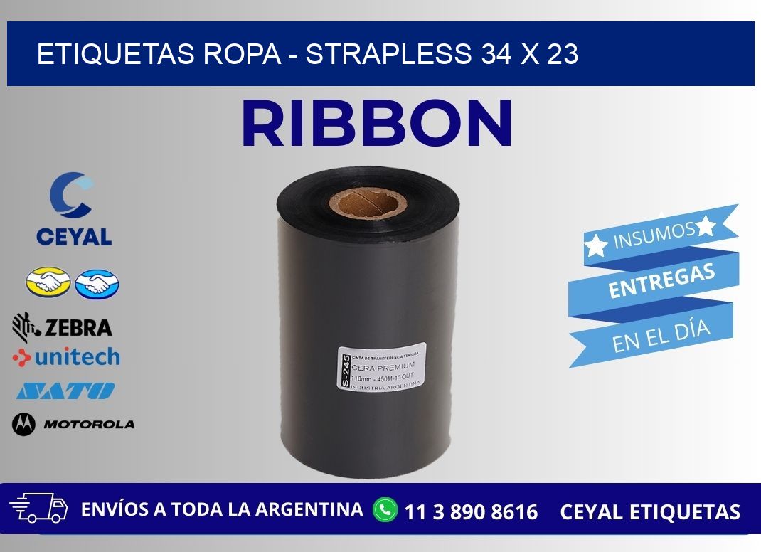 ETIQUETAS ROPA - STRAPLESS 34 x 23