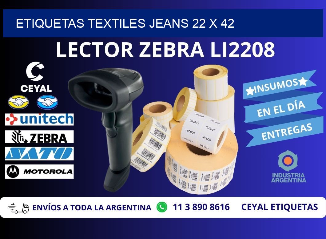ETIQUETAS TEXTILES JEANS 22 x 42