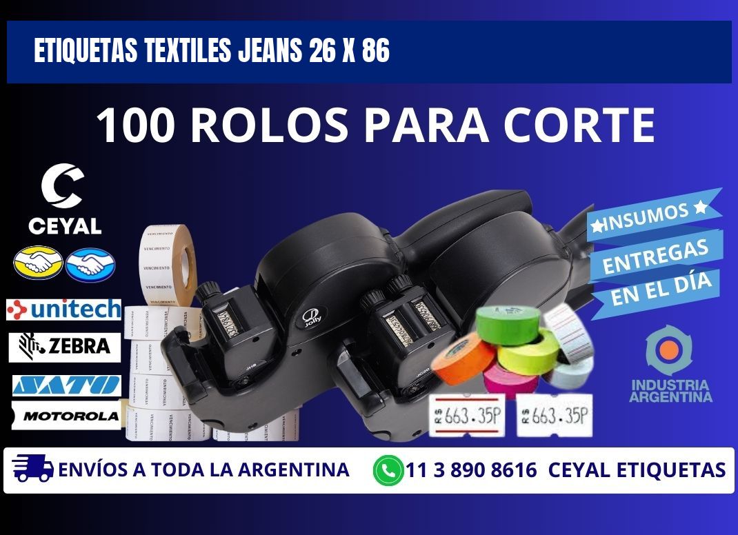 ETIQUETAS TEXTILES JEANS 26 x 86