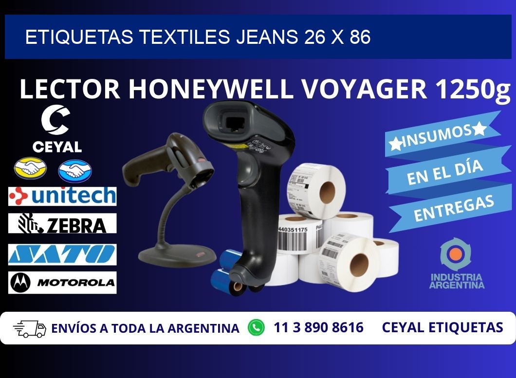 ETIQUETAS TEXTILES JEANS 26 x 86