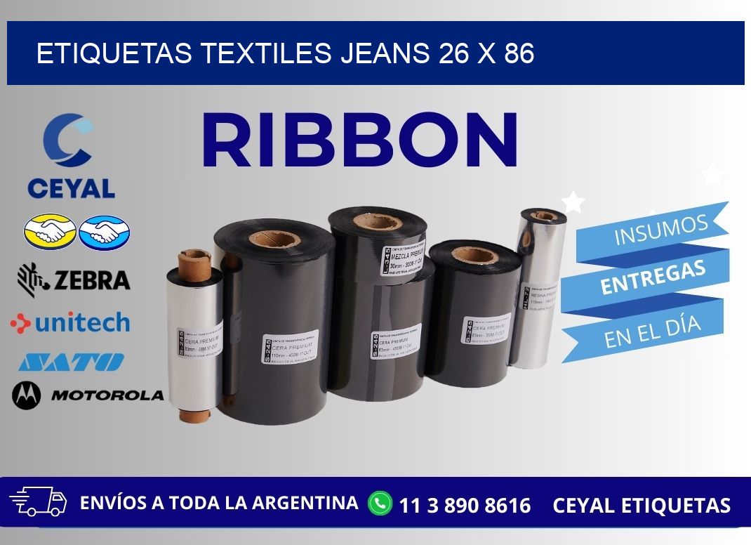 ETIQUETAS TEXTILES JEANS 26 x 86