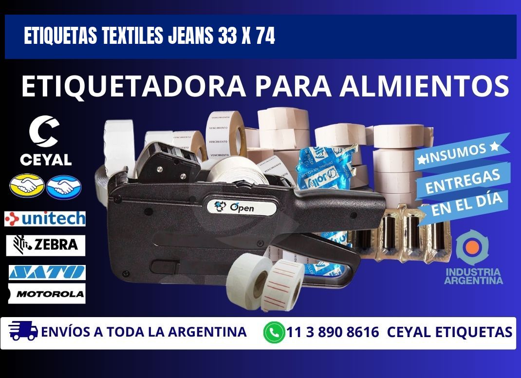 ETIQUETAS TEXTILES JEANS 33 x 74