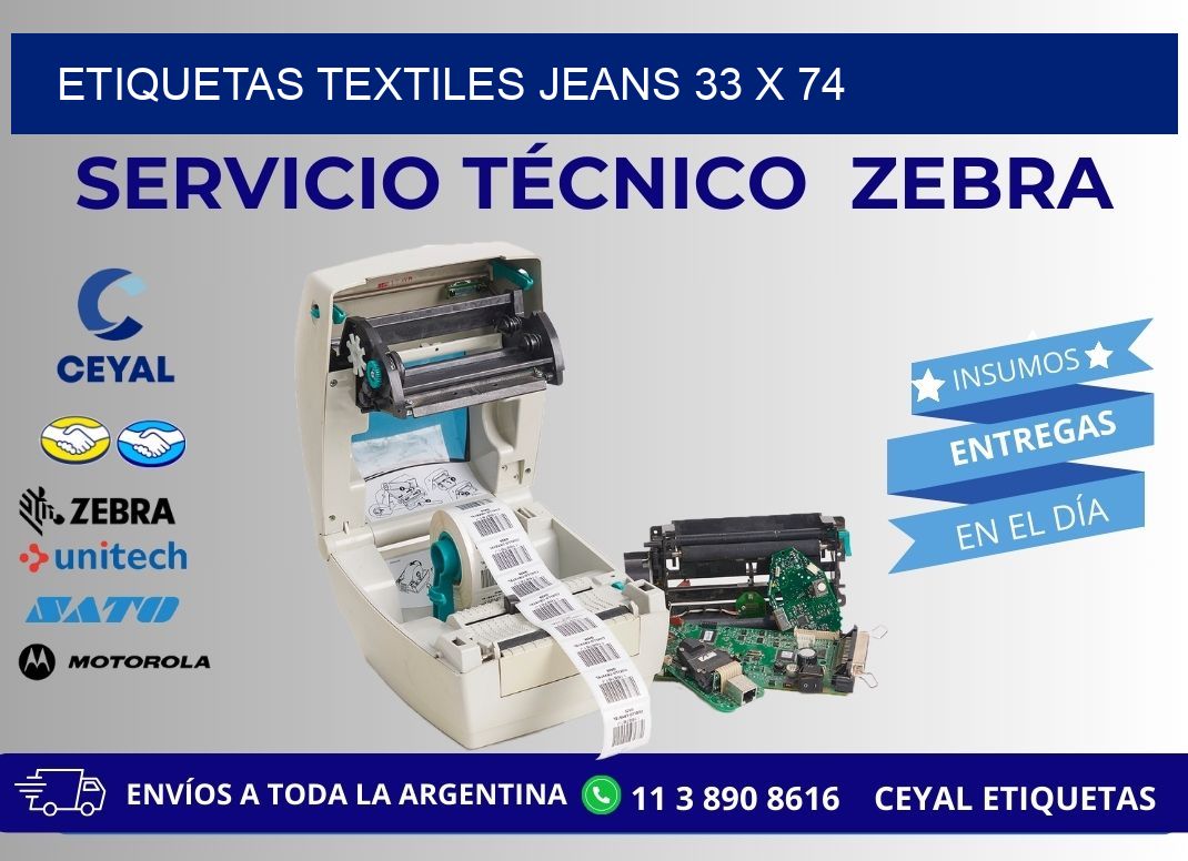 ETIQUETAS TEXTILES JEANS 33 x 74