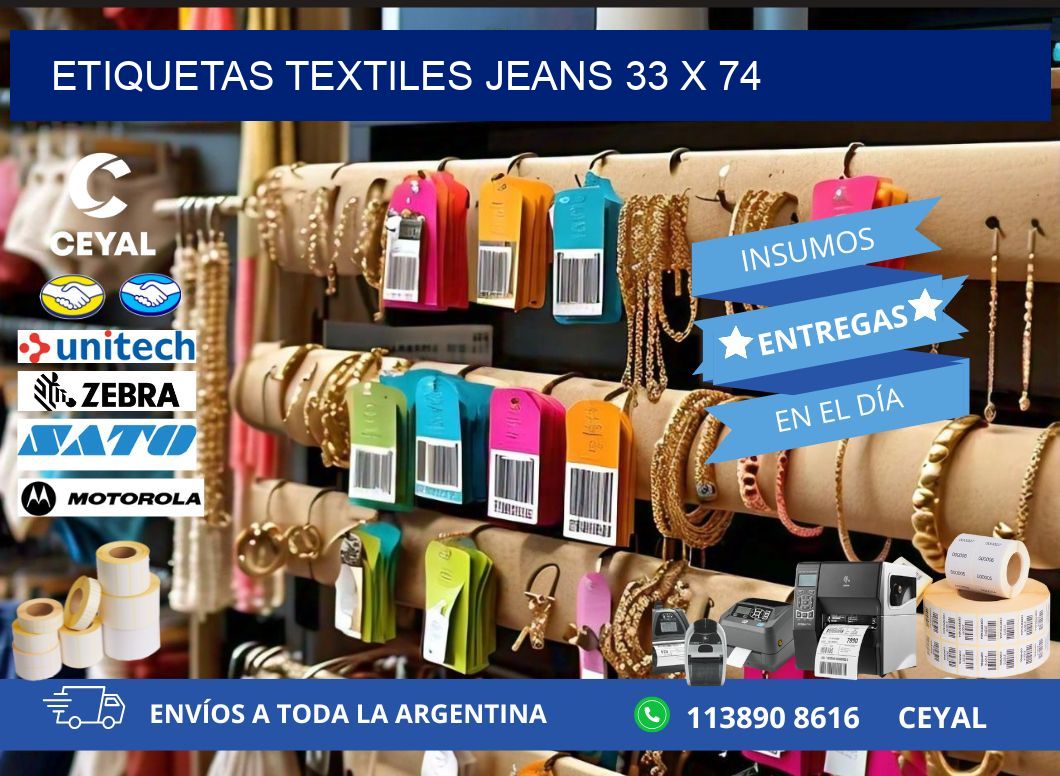 ETIQUETAS TEXTILES JEANS 33 x 74