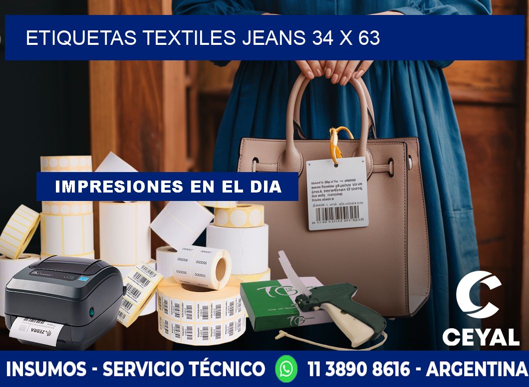 ETIQUETAS TEXTILES JEANS 34 x 63