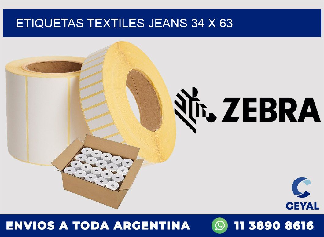 ETIQUETAS TEXTILES JEANS 34 x 63