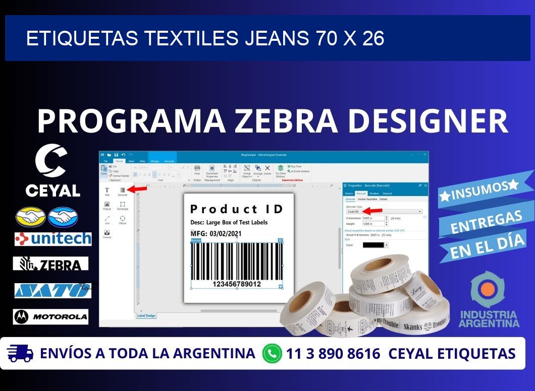 ETIQUETAS TEXTILES JEANS 70 x 26