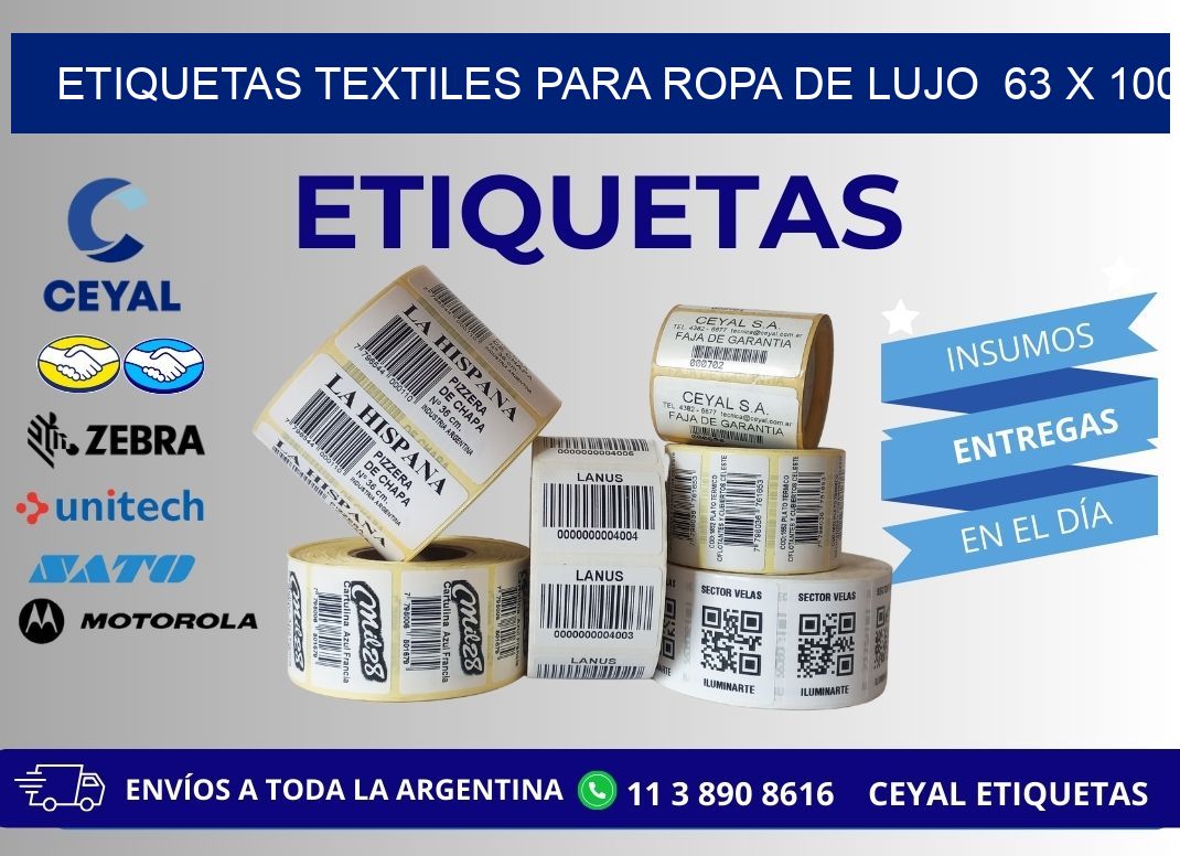 ETIQUETAS TEXTILES PARA ROPA DE LUJO  63 x 100