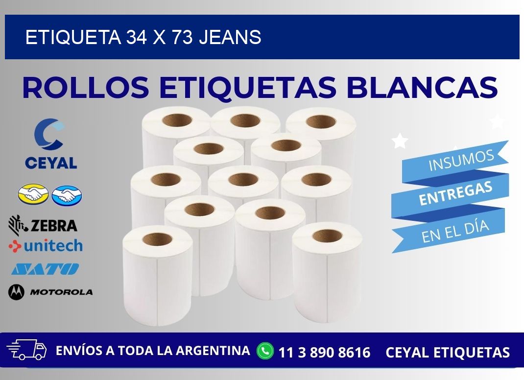 Etiqueta 34 x 73 jeans