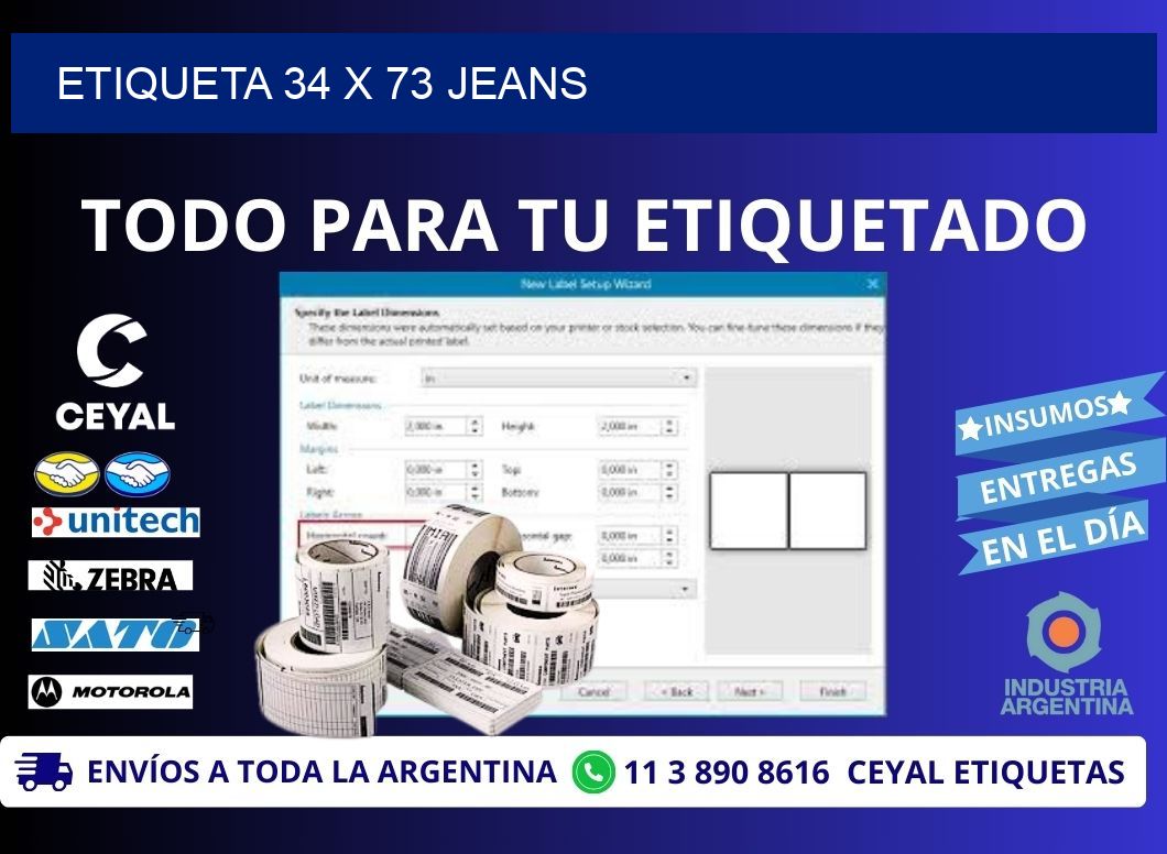 Etiqueta 34 x 73 jeans