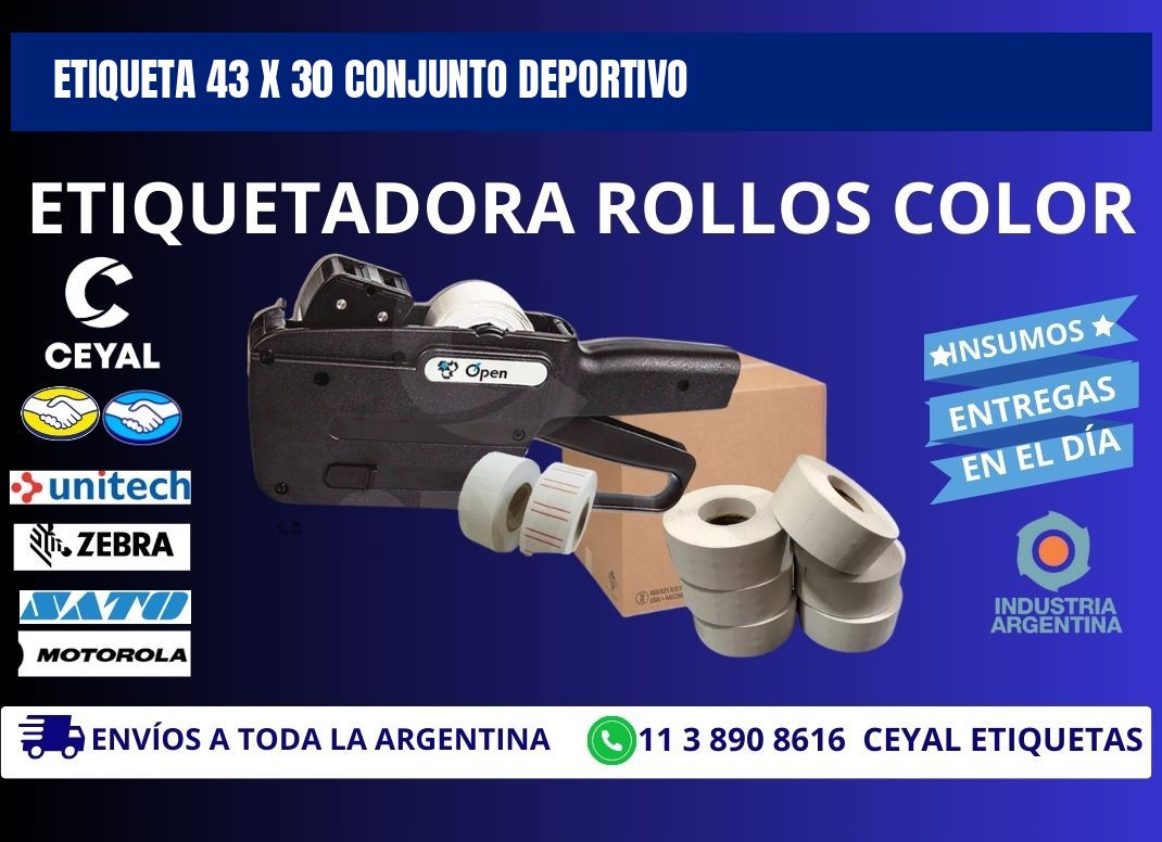 Etiqueta 43 x 30 conjunto deportivo