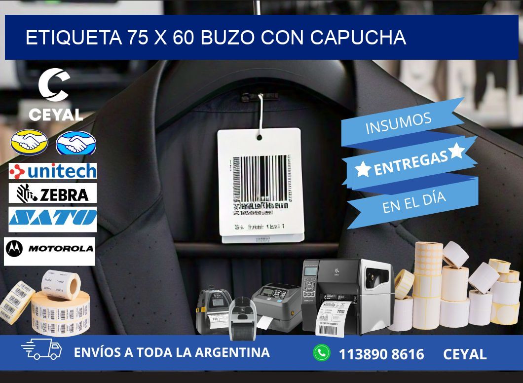 Etiqueta 75 x 60 buzo con capucha