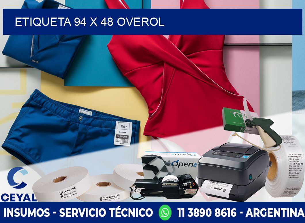 Etiqueta 94 x 48 overol