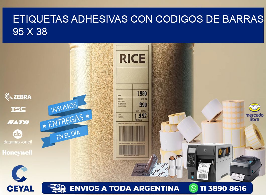 Etiquetas Adhesivas con Codigos de Barras  95 x 38