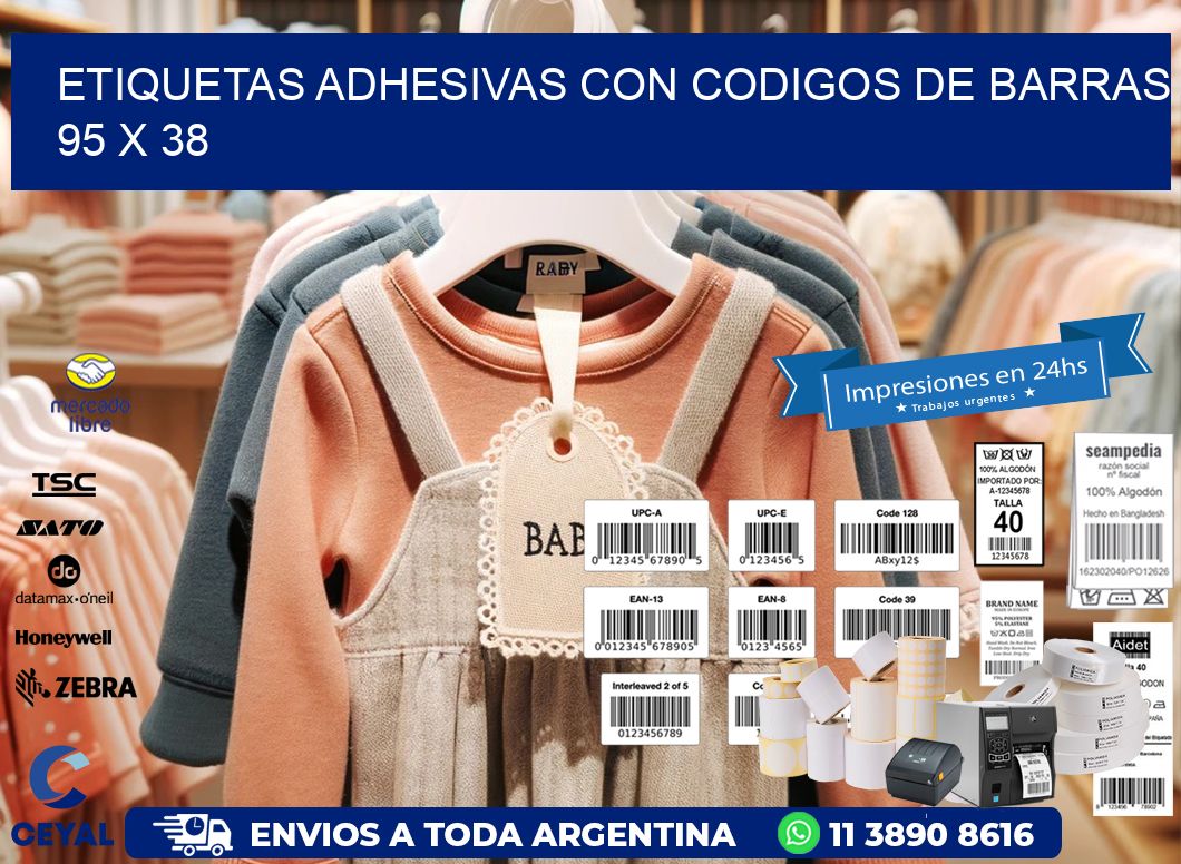 Etiquetas Adhesivas con Codigos de Barras  95 x 38