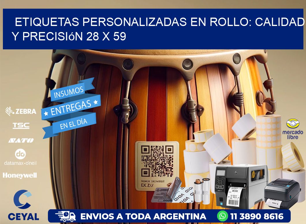 Etiquetas Personalizadas en Rollo: Calidad y Precisión 28 x 59