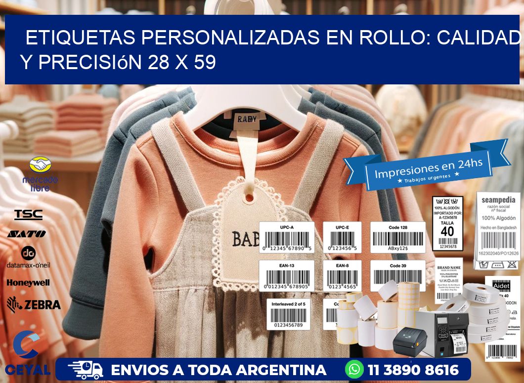 Etiquetas Personalizadas en Rollo: Calidad y Precisión 28 x 59