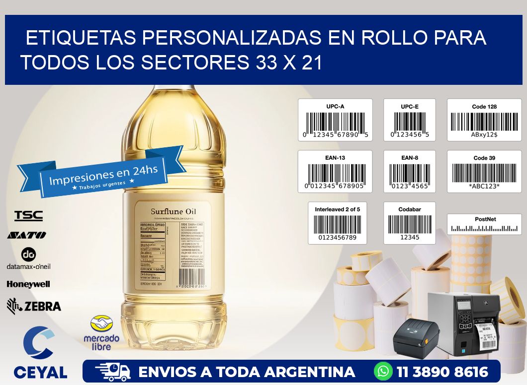 Etiquetas Personalizadas en Rollo para Todos los Sectores 33 x 21