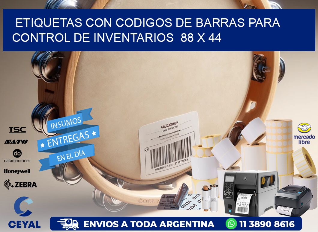 Etiquetas con Codigos de Barras para Control de Inventarios  88 x 44