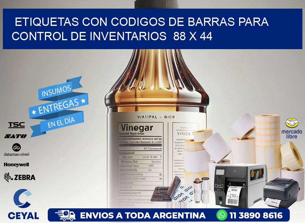 Etiquetas con Codigos de Barras para Control de Inventarios  88 x 44