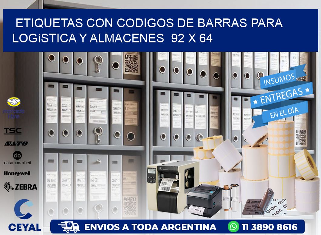 Etiquetas con Codigos de Barras para Logística y Almacenes  92 x 64