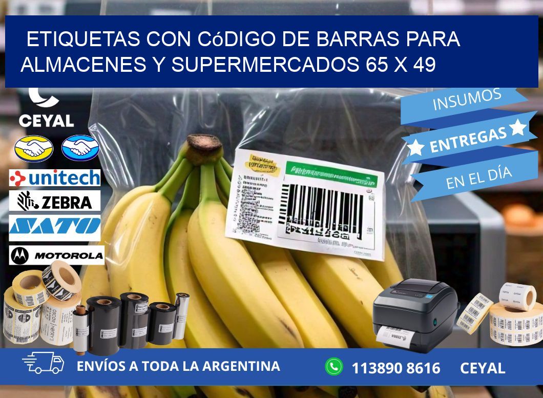 Etiquetas con código de barras para almacenes y supermercados 65 x 49