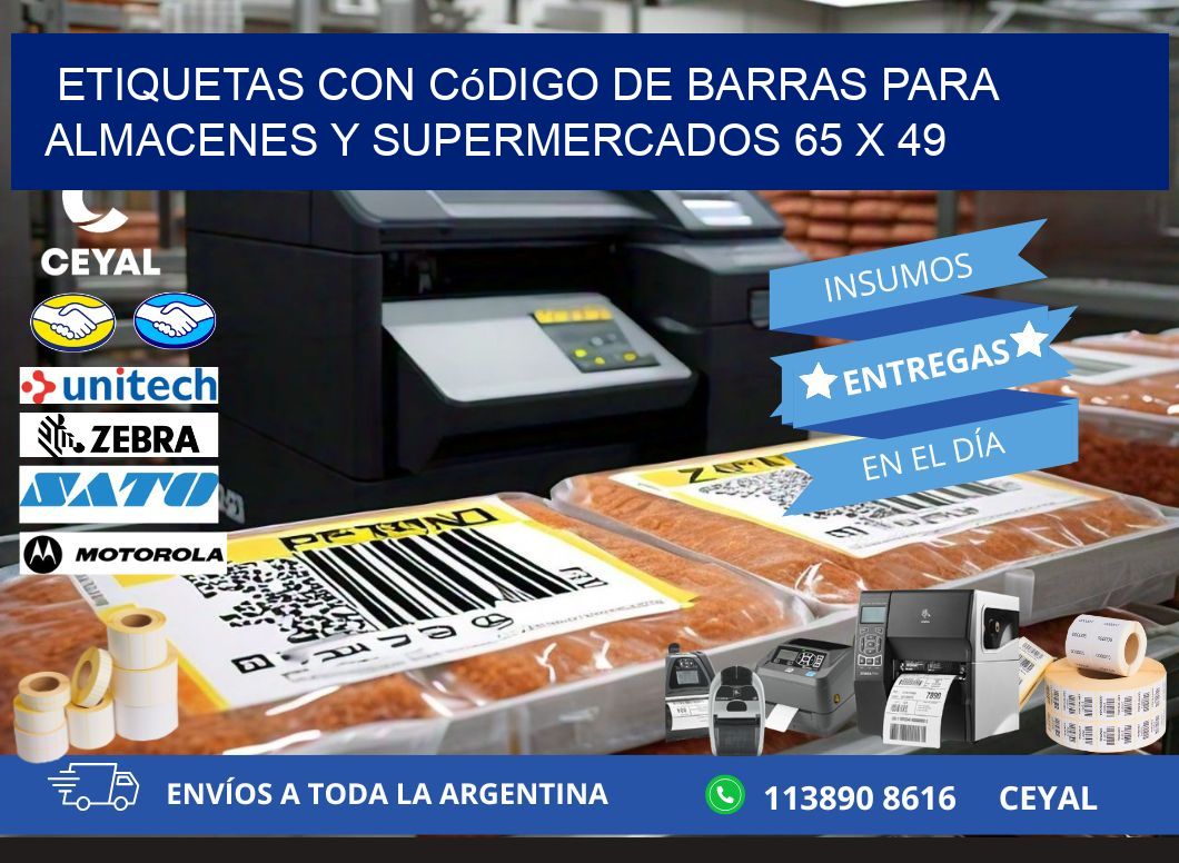 Etiquetas con código de barras para almacenes y supermercados 65 x 49