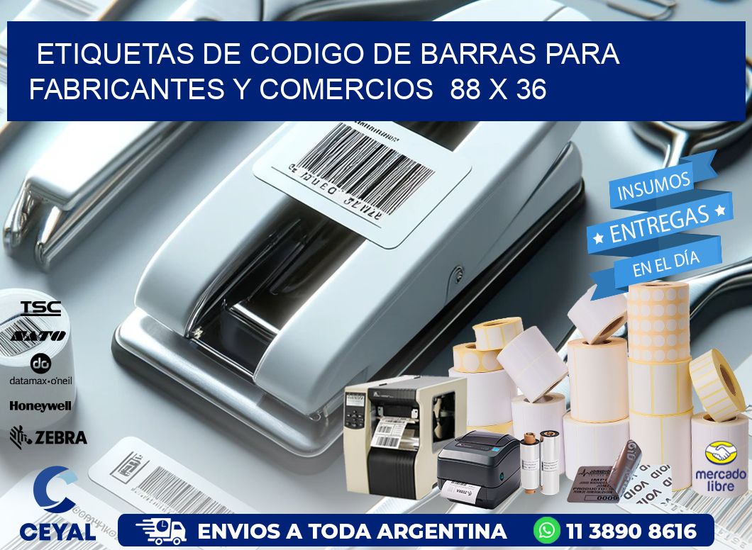 Etiquetas de Codigo de Barras para Fabricantes y Comercios  88 x 36