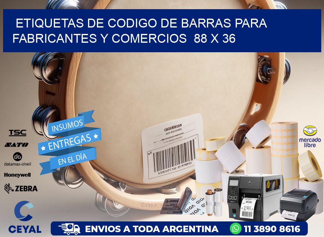 Etiquetas de Codigo de Barras para Fabricantes y Comercios  88 x 36