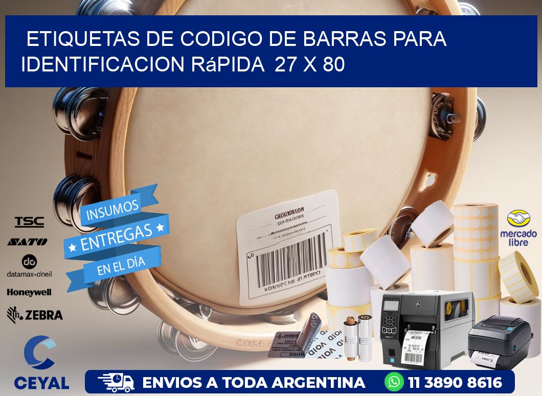 Etiquetas de Codigo de Barras para Identificacion Rápida  27 x 80