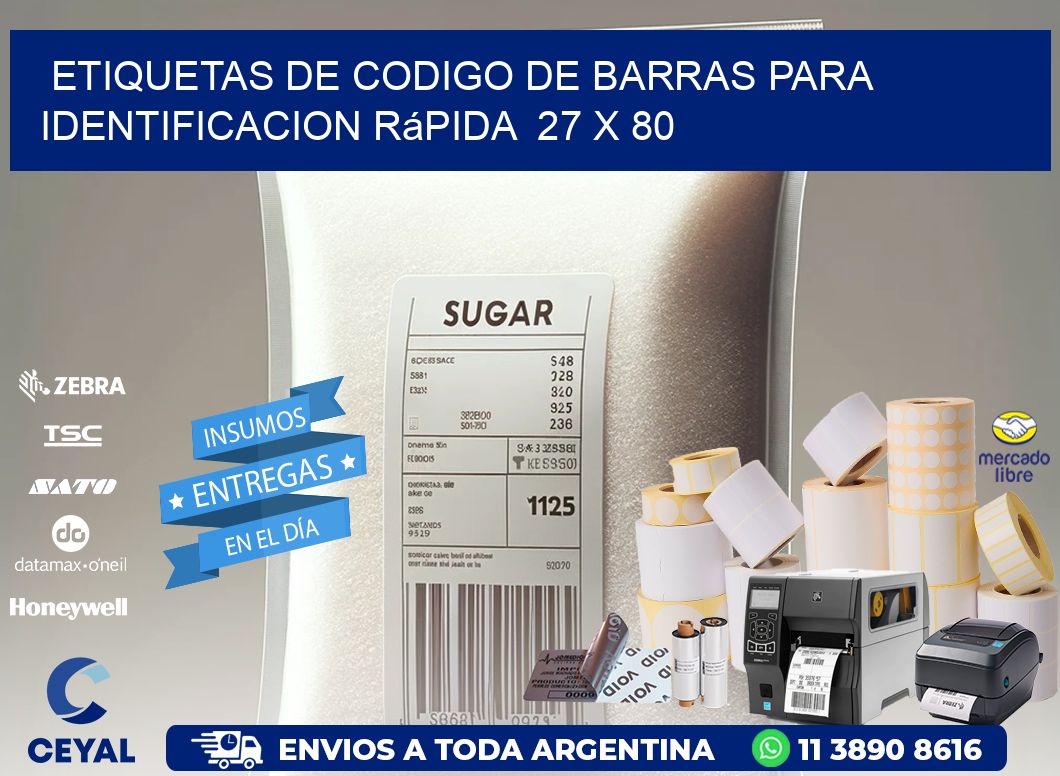 Etiquetas de Codigo de Barras para Identificacion Rápida  27 x 80