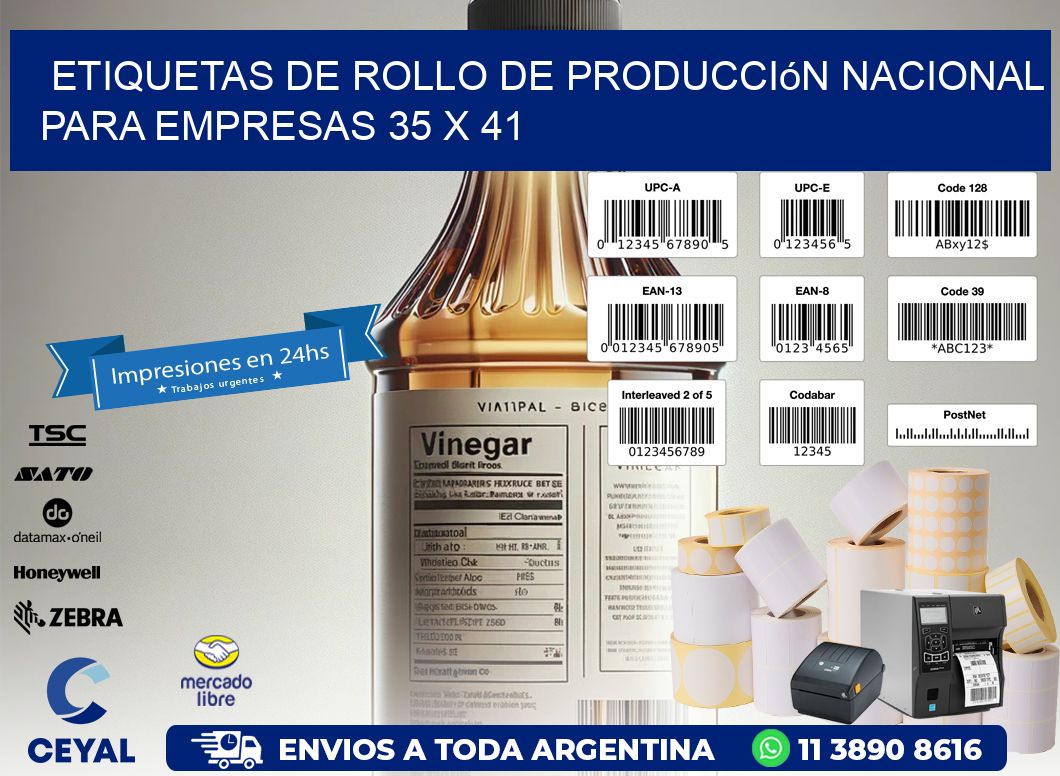 Etiquetas de Rollo de Producción Nacional para Empresas 35 x 41