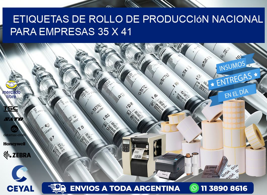 Etiquetas de Rollo de Producción Nacional para Empresas 35 x 41