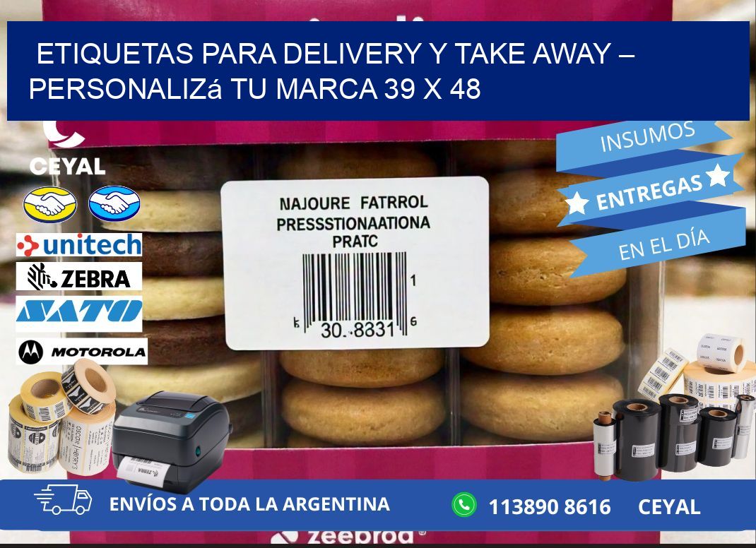 Etiquetas para delivery y take away – Personalizá tu marca 39 x 48