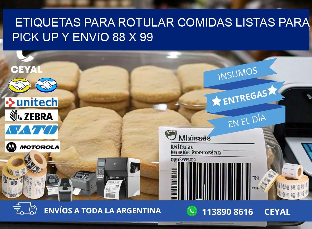 Etiquetas para rotular comidas listas para pick up y envío 88 x 99