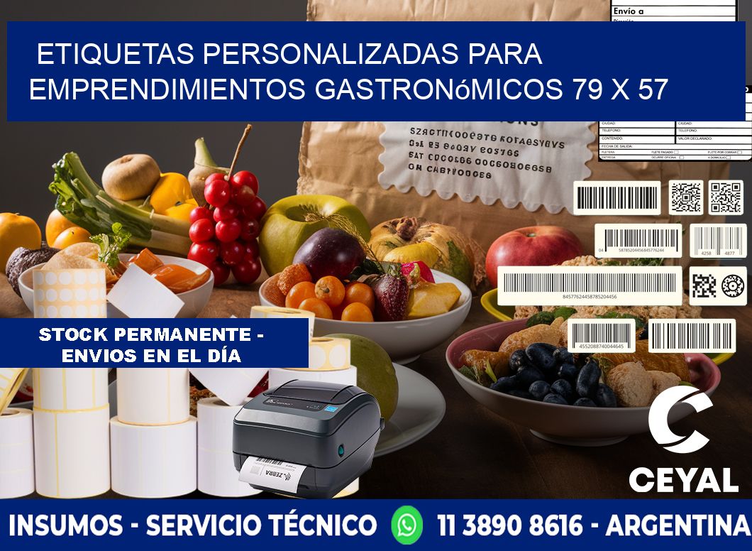 Etiquetas personalizadas para emprendimientos gastronómicos 79 x 57