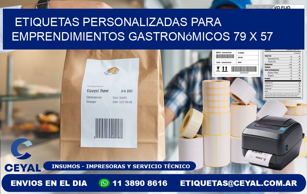 Etiquetas personalizadas para emprendimientos gastronómicos 79 x 57