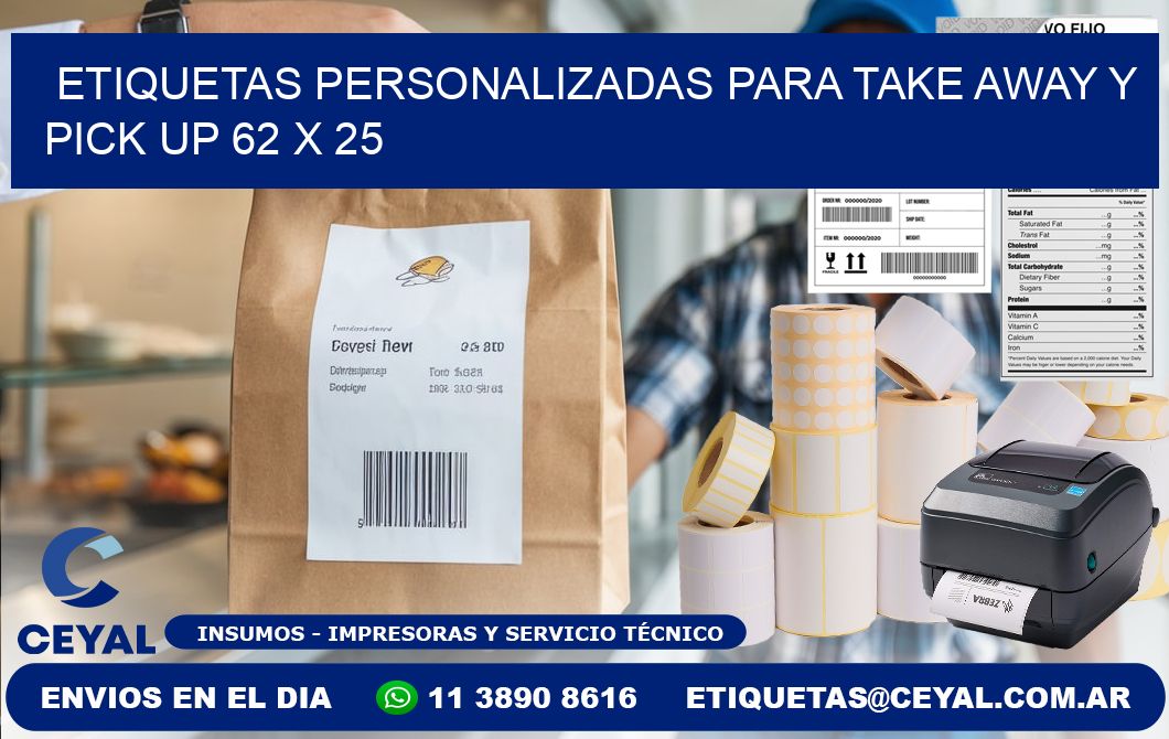 Etiquetas personalizadas para take away y pick up 62 x 25