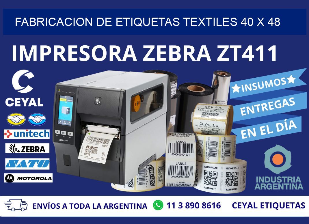 FABRICACION DE ETIQUETAS TEXTILES 40 x 48